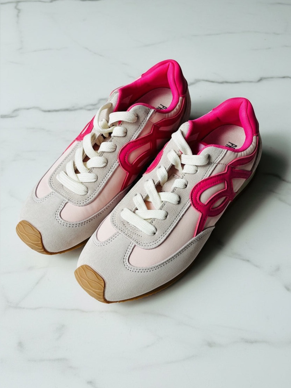 Women’s Pink Cream Lace-Up Fashion Sneakers